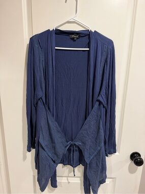 Papa Vancouver Blue Waterfall Cardigan XXL Lightweight Tie Front Boho Layering